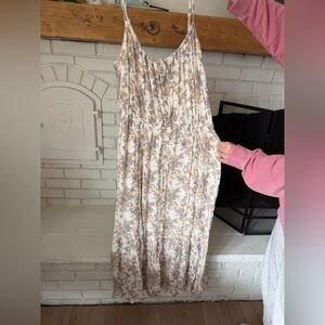 Abercrombie & Fitch Cream Maxi Dress with Tan Print